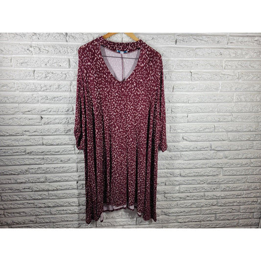 Boutique Womens Dress 3X Plus 3/4 Sleeve Choker Neck Brown Watercolor Office