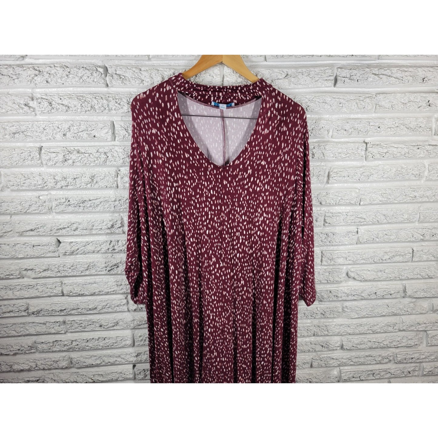 Boutique Womens Dress 3X Plus 3/4 Sleeve Choker Neck Brown Watercolor Office