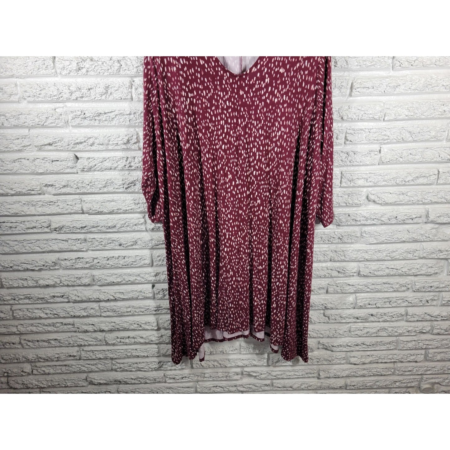 Boutique Womens Dress 3X Plus 3/4 Sleeve Choker Neck Brown Watercolor Office