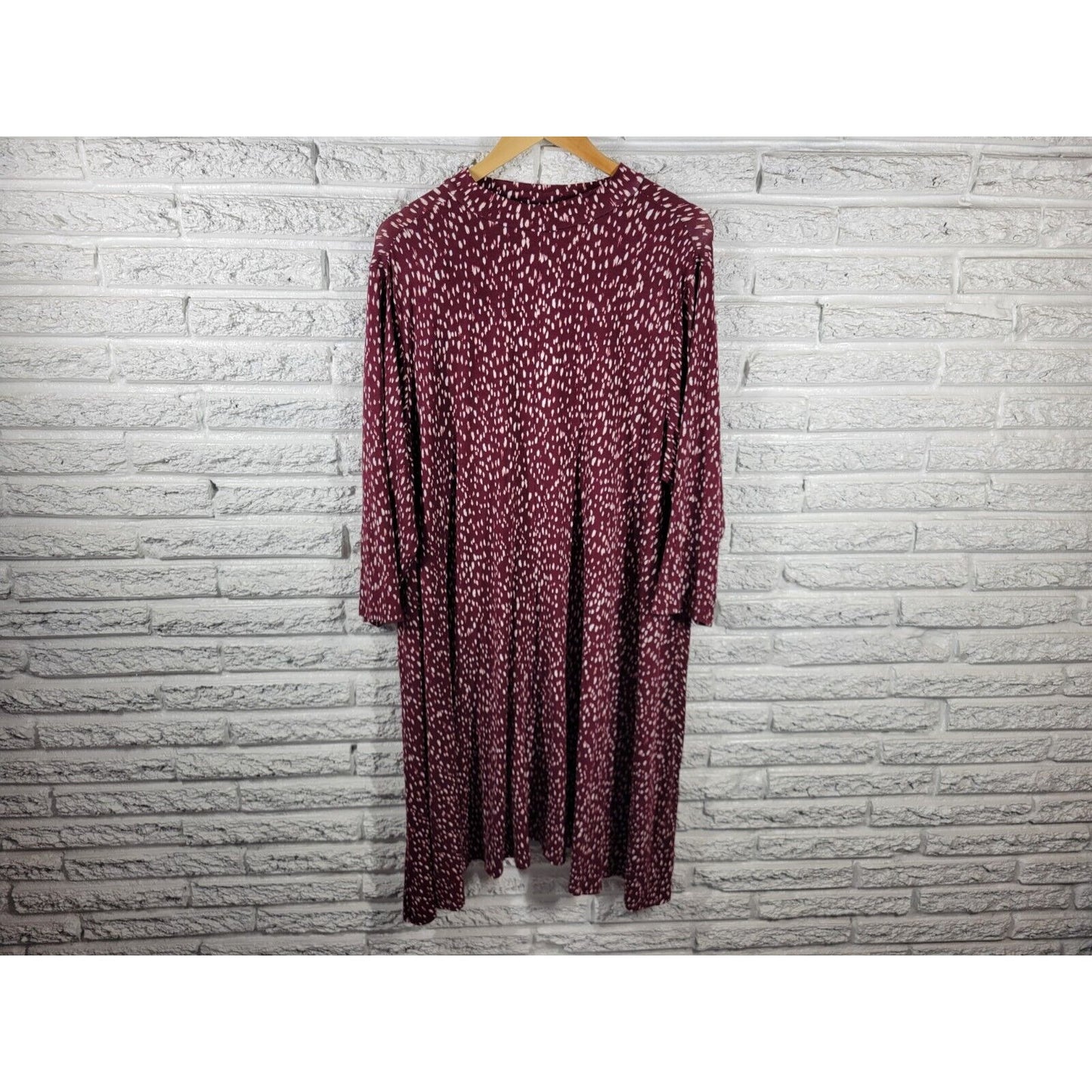 Boutique Womens Dress 3X Plus 3/4 Sleeve Choker Neck Brown Watercolor Office