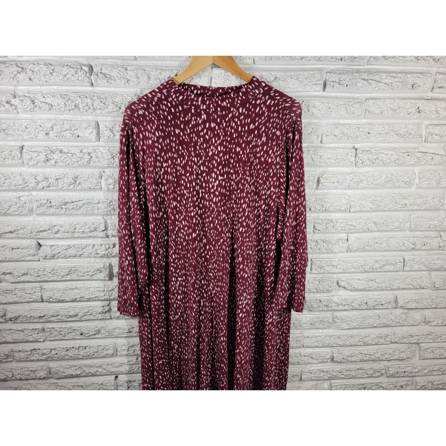 Boutique Womens Dress 3X Plus 3/4 Sleeve Choker Neck Brown Watercolor Office