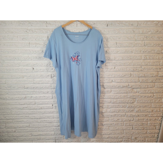 Fourth of July Patriotic Blair Women Dress 3XL Plus Butterfly Embroidered Blue