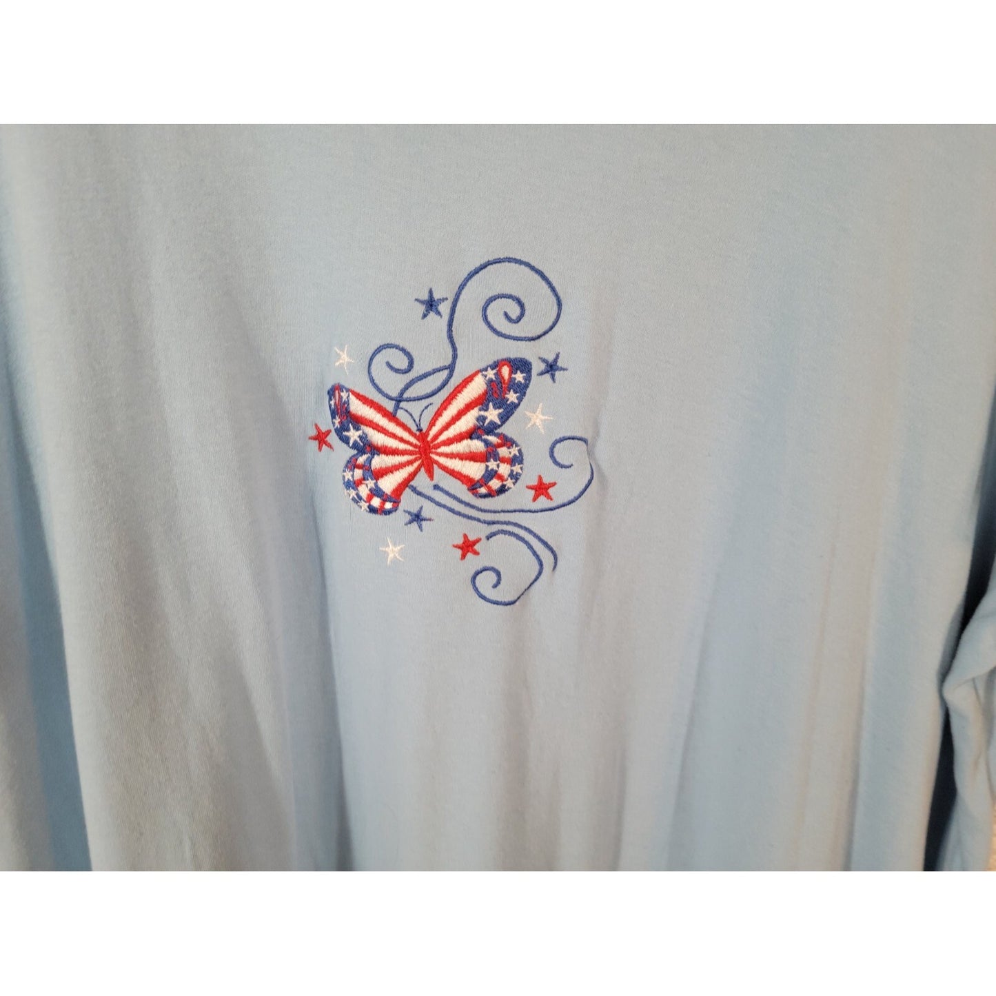 Fourth of July Patriotic Blair Women Dress 3XL Plus Butterfly Embroidered Blue