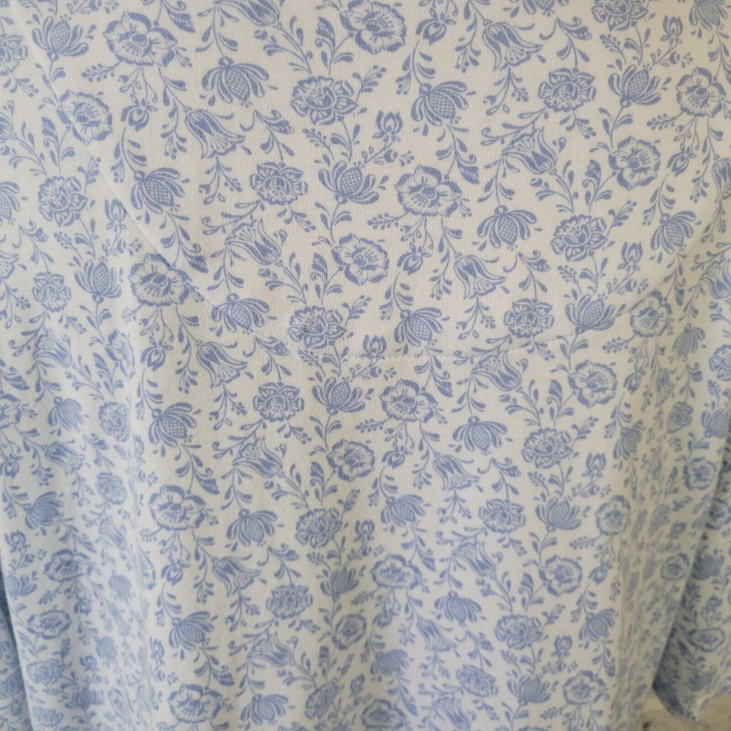 Croft Barrow Womens Top Extra Large Tee Short Sleeve Blue Floral Cotton Comfy