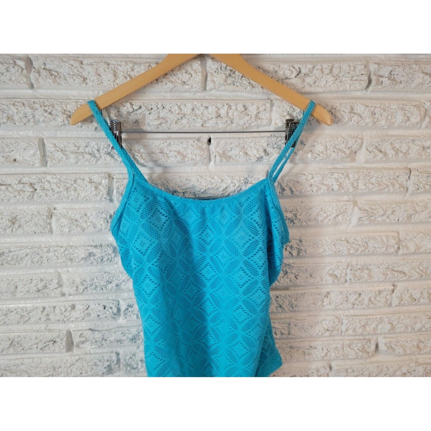 Catalina Womens Swimsuit Extra Large 16 18 One Piece Bra Spaghetti Blue Eyelet