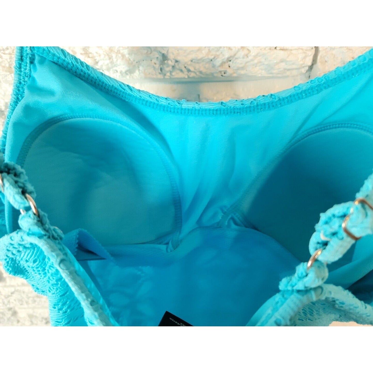 Catalina Womens Swimsuit Extra Large 16 18 One Piece Bra Spaghetti Blue Eyelet