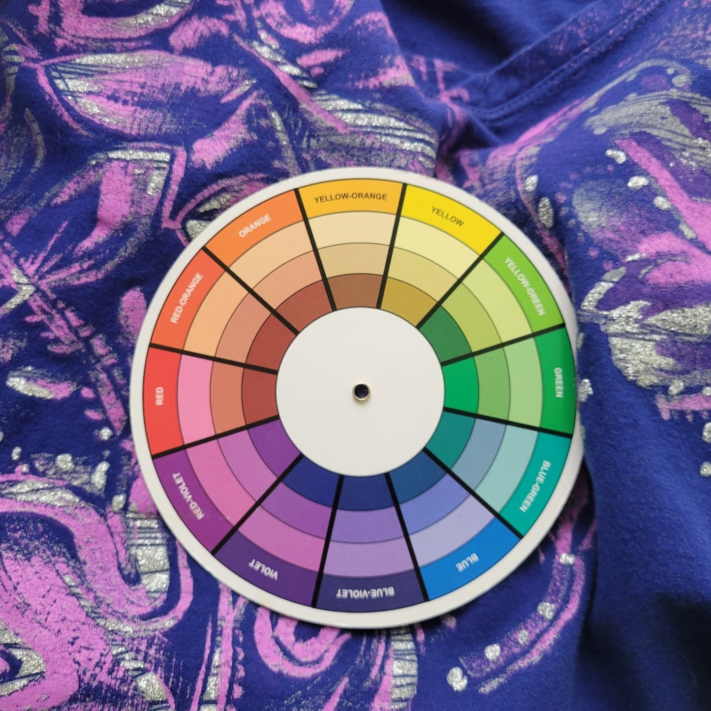 Just My Size Womens Top 2X Plus Tee Long Sleeve Blue Floral Glitter Cotton Comfy