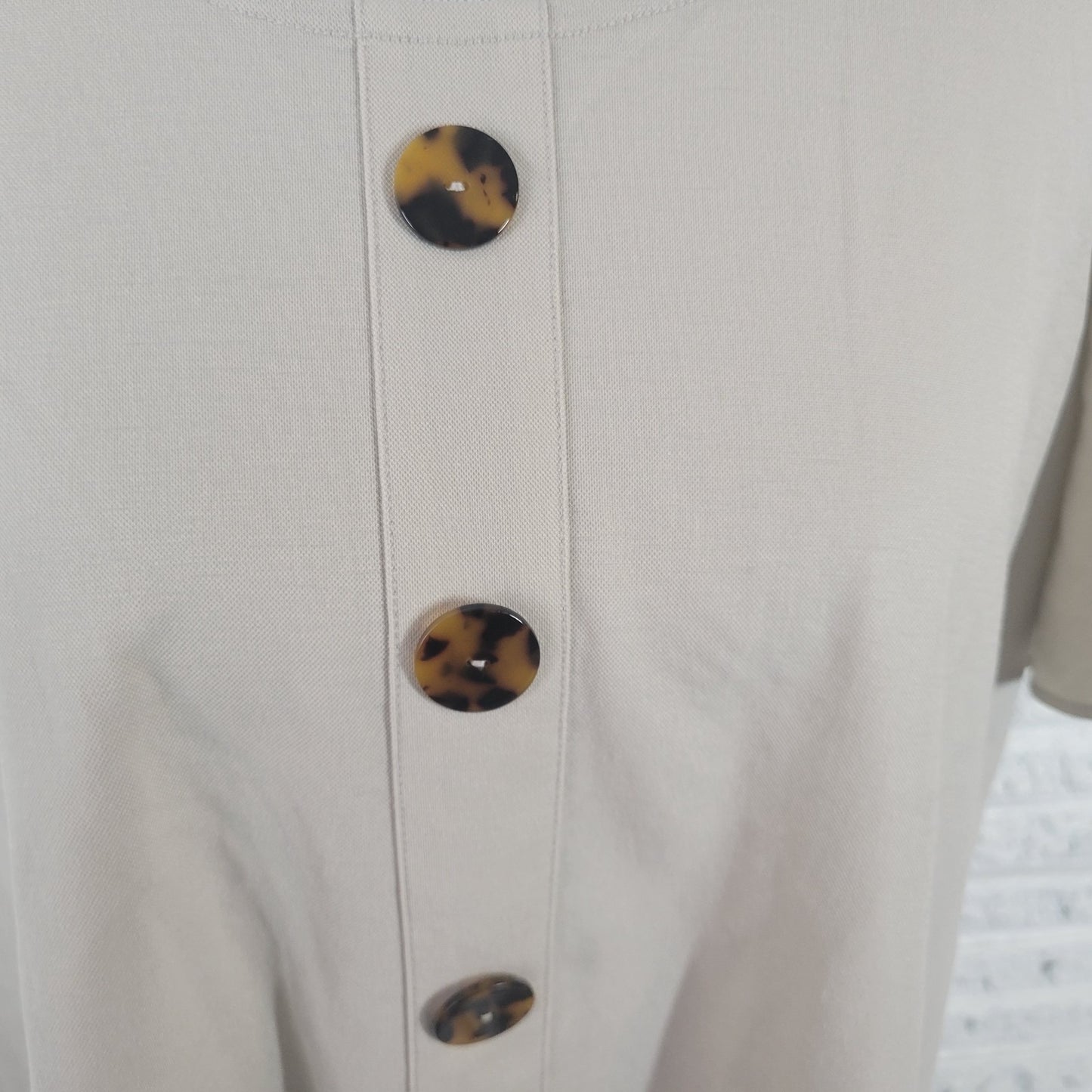 Alfani Womens Top 0X Plus Flutter Sleeve Beige Deco Buttons Office Lightweight