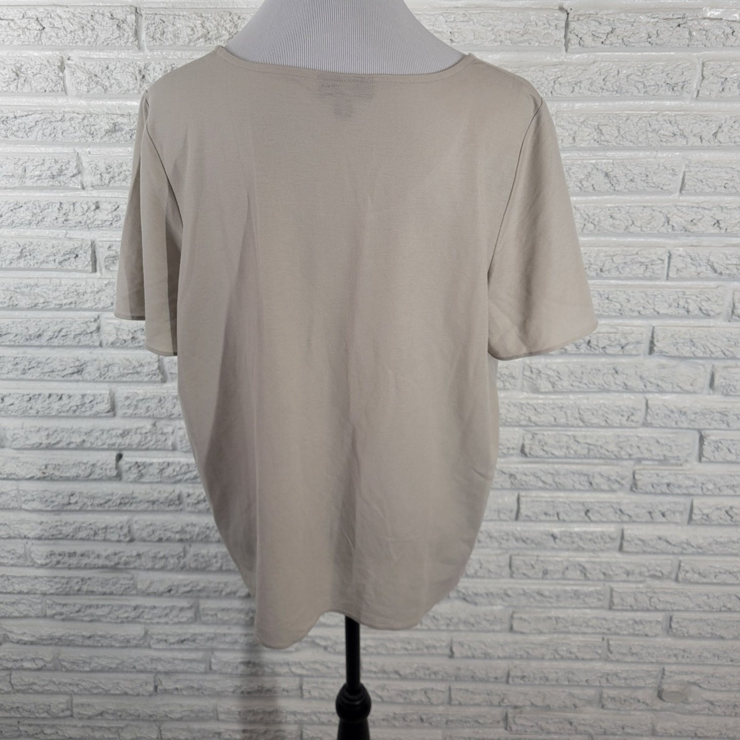 Alfani Womens Top 0X Plus Flutter Sleeve Beige Deco Buttons Office Lightweight