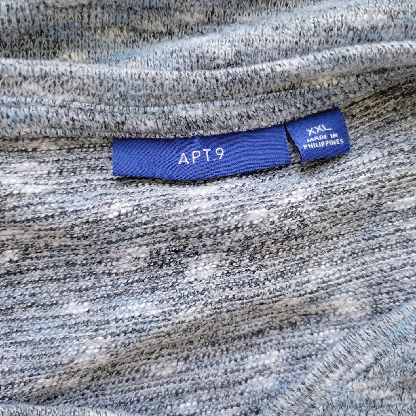 Apt 9 Womens Sweater XXL Plus 3/4 Sleeve Blue Heather Lightweight Poly Blend