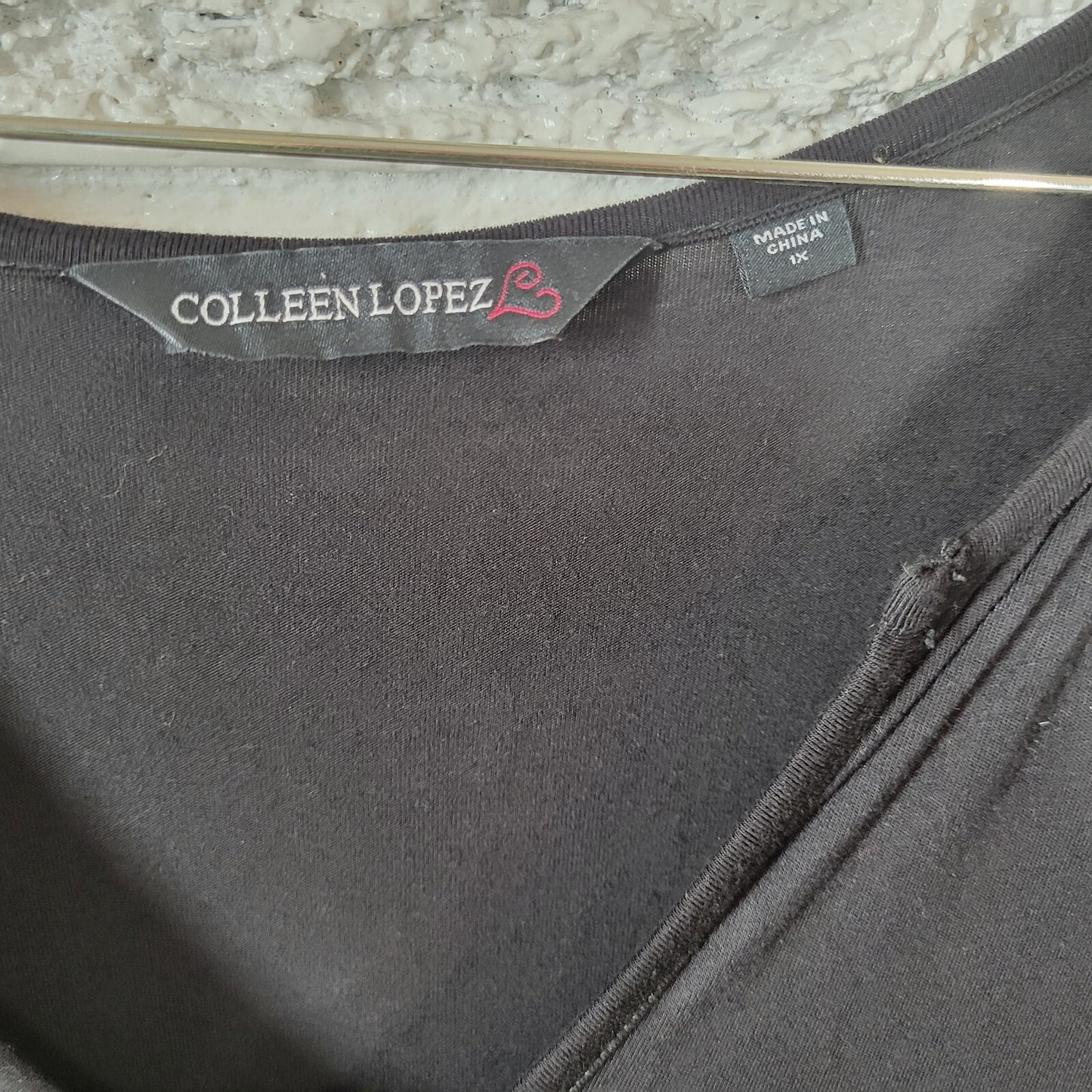 Colleen Lopez Women Dress 1X Plus Short Sleeve Black Tiered Rayon Blend Casual