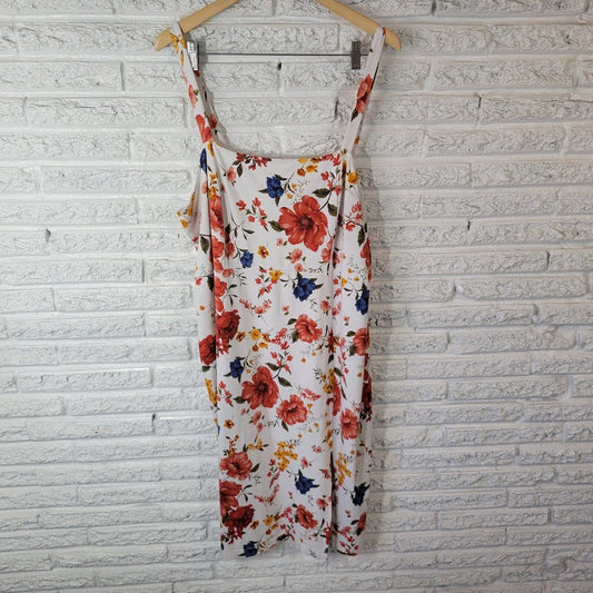 Forever 21 Womens Dress 3X Plus Sleeveless Shift Red Floral Square Neck Casual