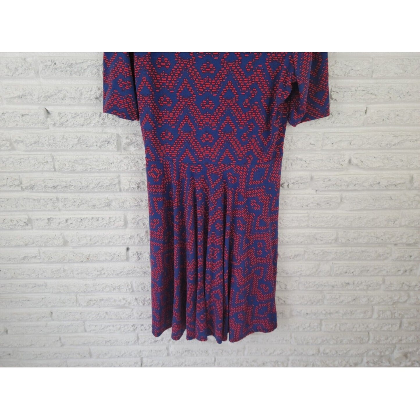 Lularoe Womens Dress 3XL Plus Shirt Short Sleeve Pullover Blue Geometric Casual