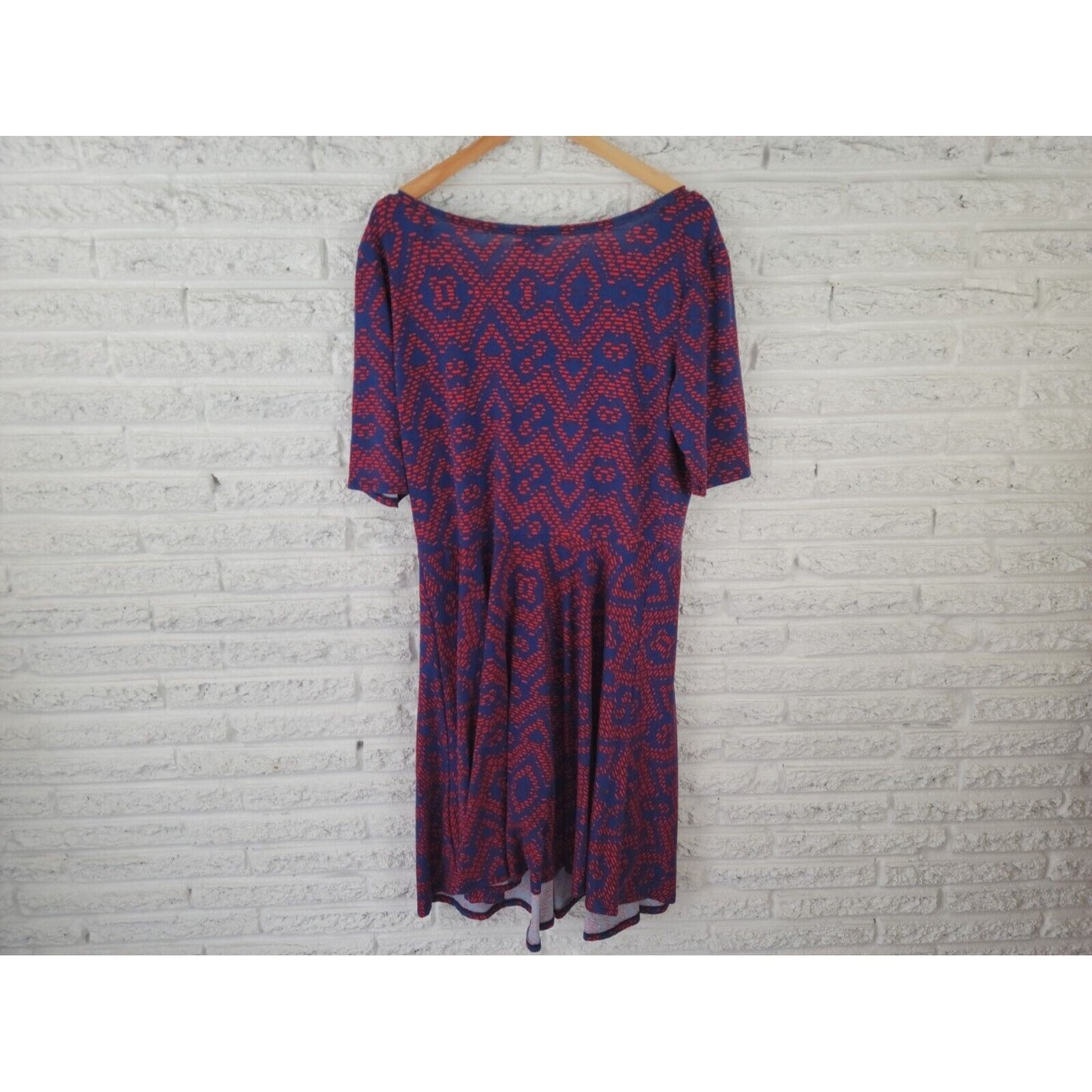 Lularoe Womens Dress 3XL Plus Shirt Short Sleeve Pullover Blue Geometric Casual