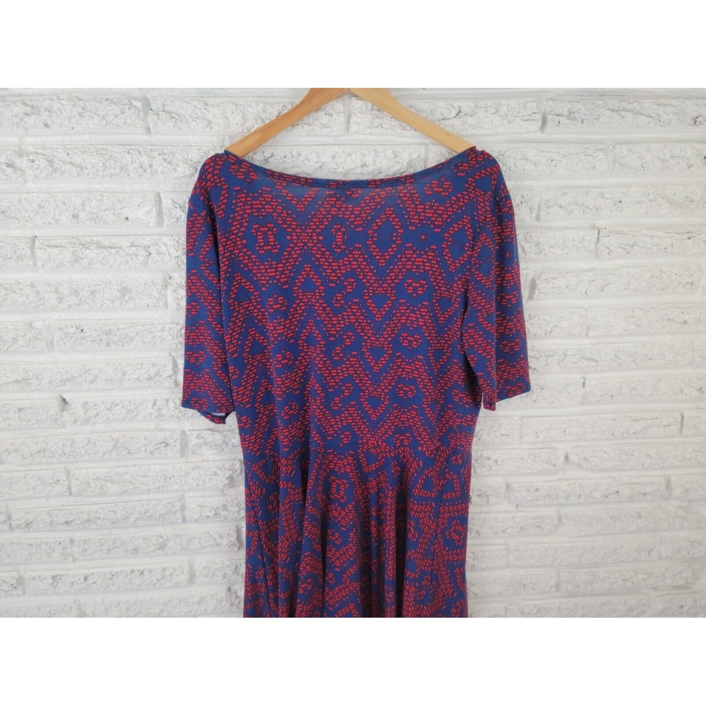 Lularoe Womens Dress 3XL Plus Shirt Short Sleeve Pullover Blue Geometric Casual