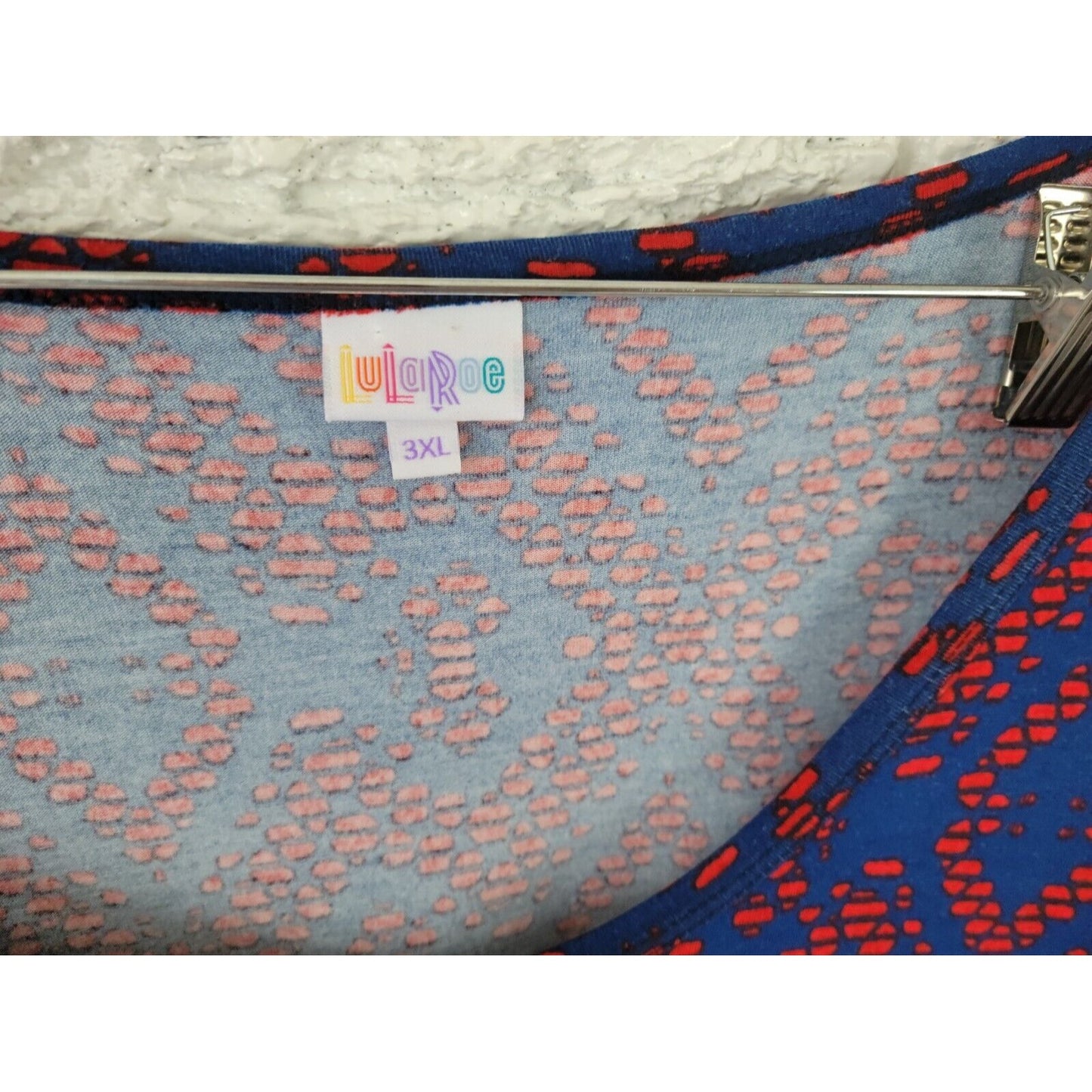 Lularoe Womens Dress 3XL Plus Shirt Short Sleeve Pullover Blue Geometric Casual