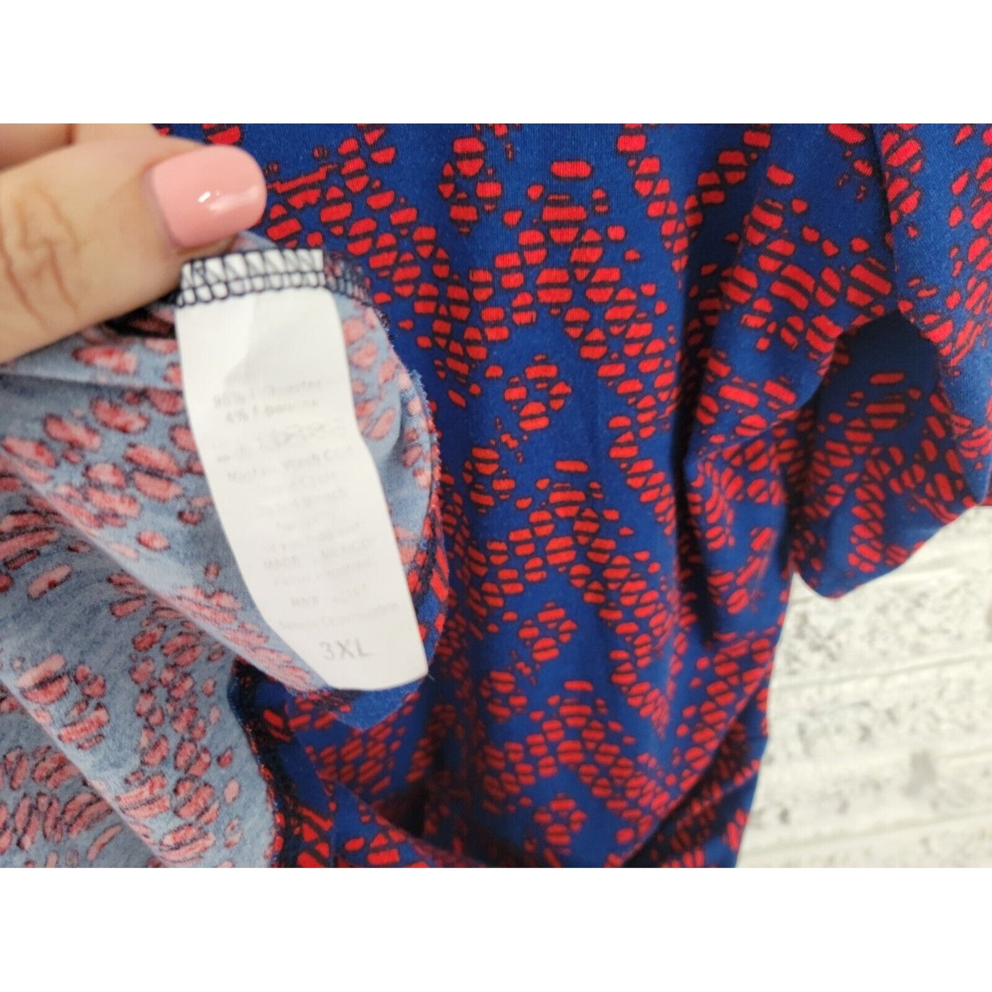 Lularoe Womens Dress 3XL Plus Shirt Short Sleeve Pullover Blue Geometric Casual