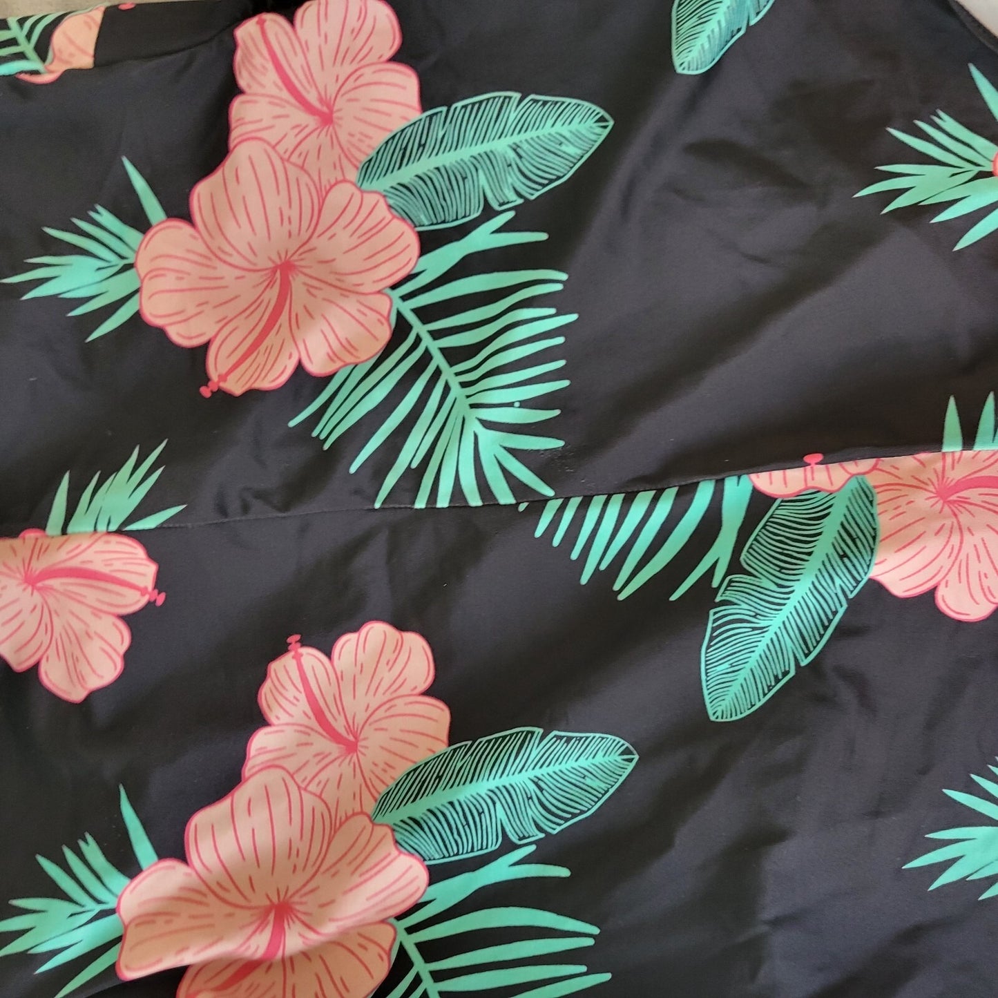 Crane Womens Swimsuit XXL Plus One Piece Halter Pink Black Floral Bra Keyhole