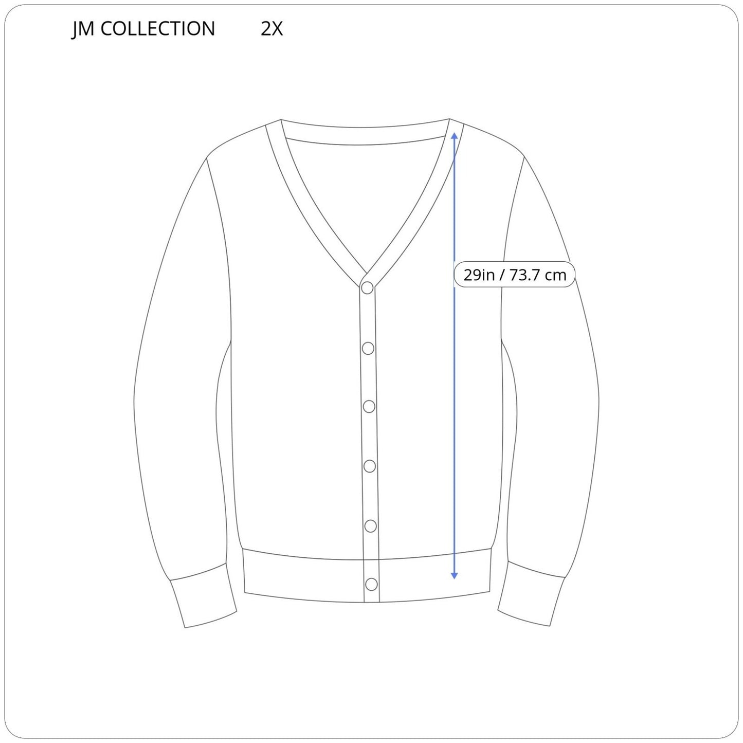JM Collection Womens Sweater 2X Plus Cardigan Large Buttons Blue Metallic Marled