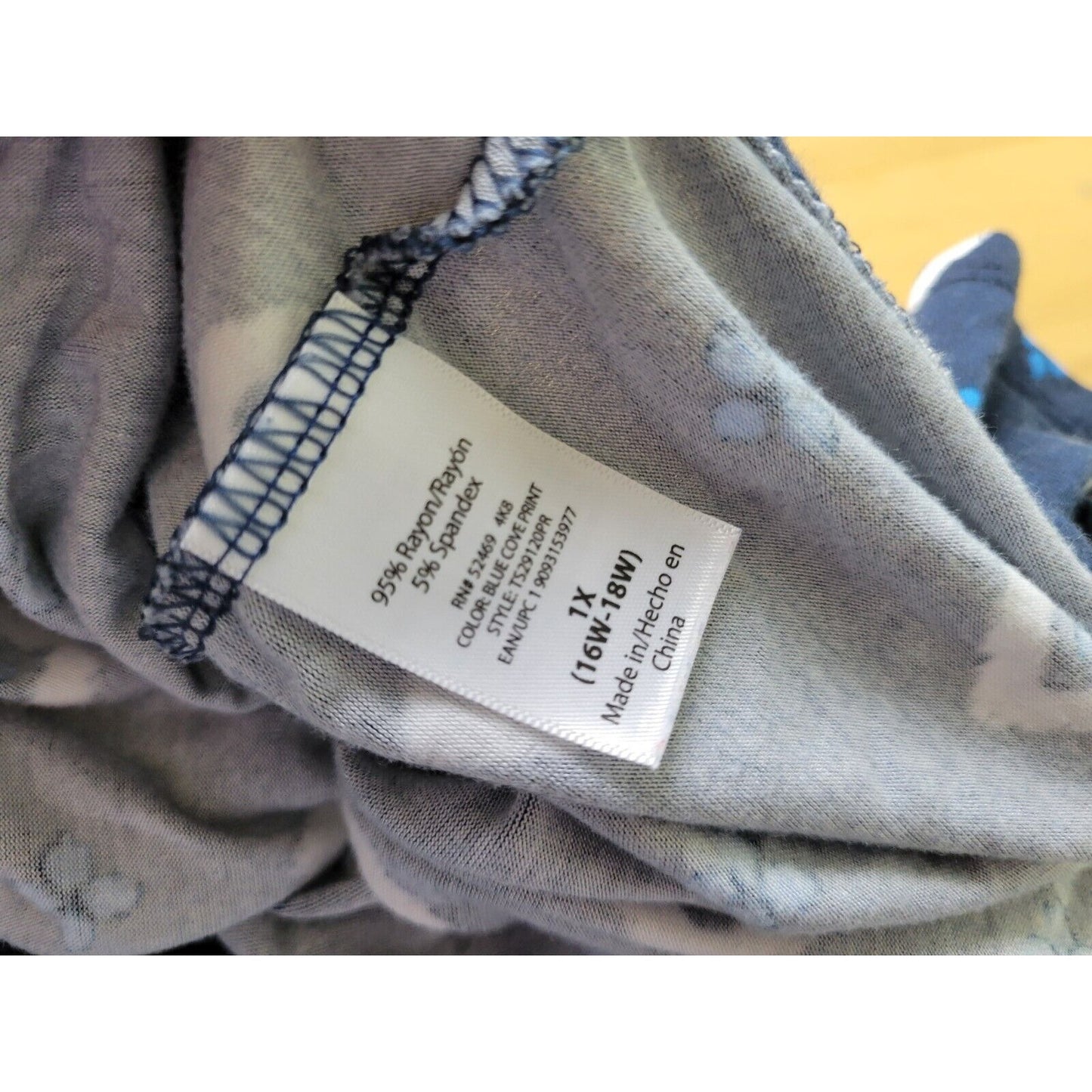 Terra Sky Womens Top 1X 16W 18W Plus Cap Sleeve Blue Diamond Rayon Spandex