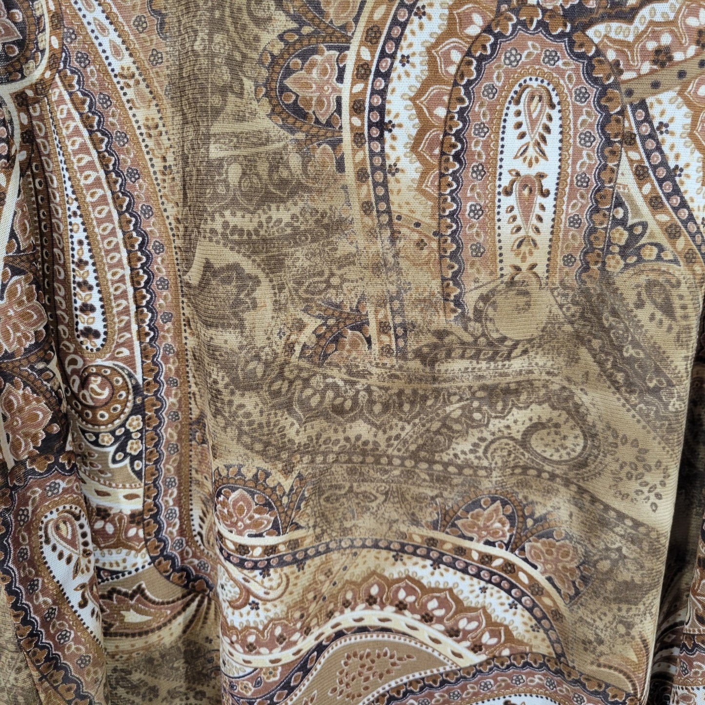 Susan Graver QVC Womens Top 2X Plus Tank Brown Paisley Polyester Sheer Office