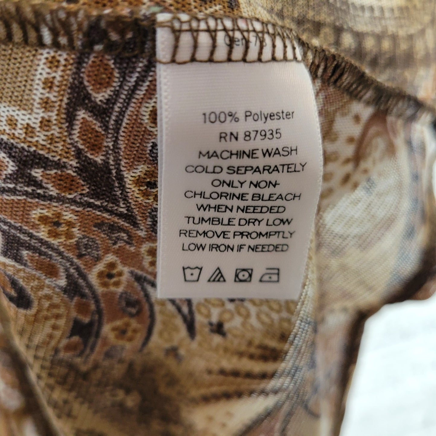 Susan Graver QVC Womens Top 2X Plus Tank Brown Paisley Polyester Sheer Office