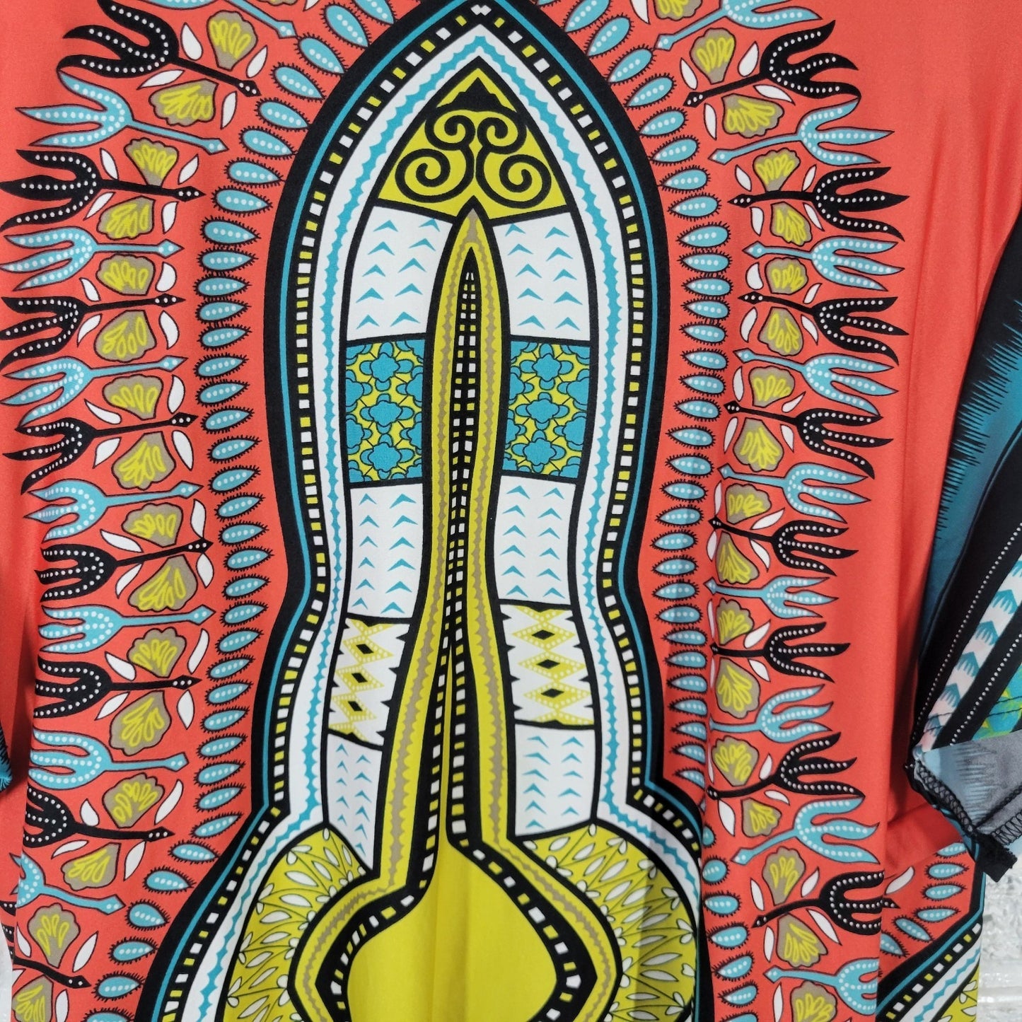 Ashley Stewart Women Dress 22 24 Plus Lagenlook Midi Layer Overlay Red Geometric