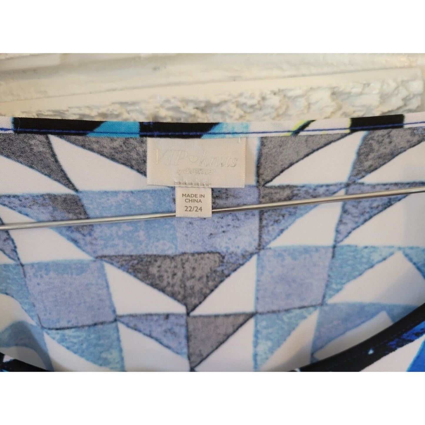 Avenue VIP Knits Womens Dress 22 24 Plus Split Sleeve Blue Geometric Career