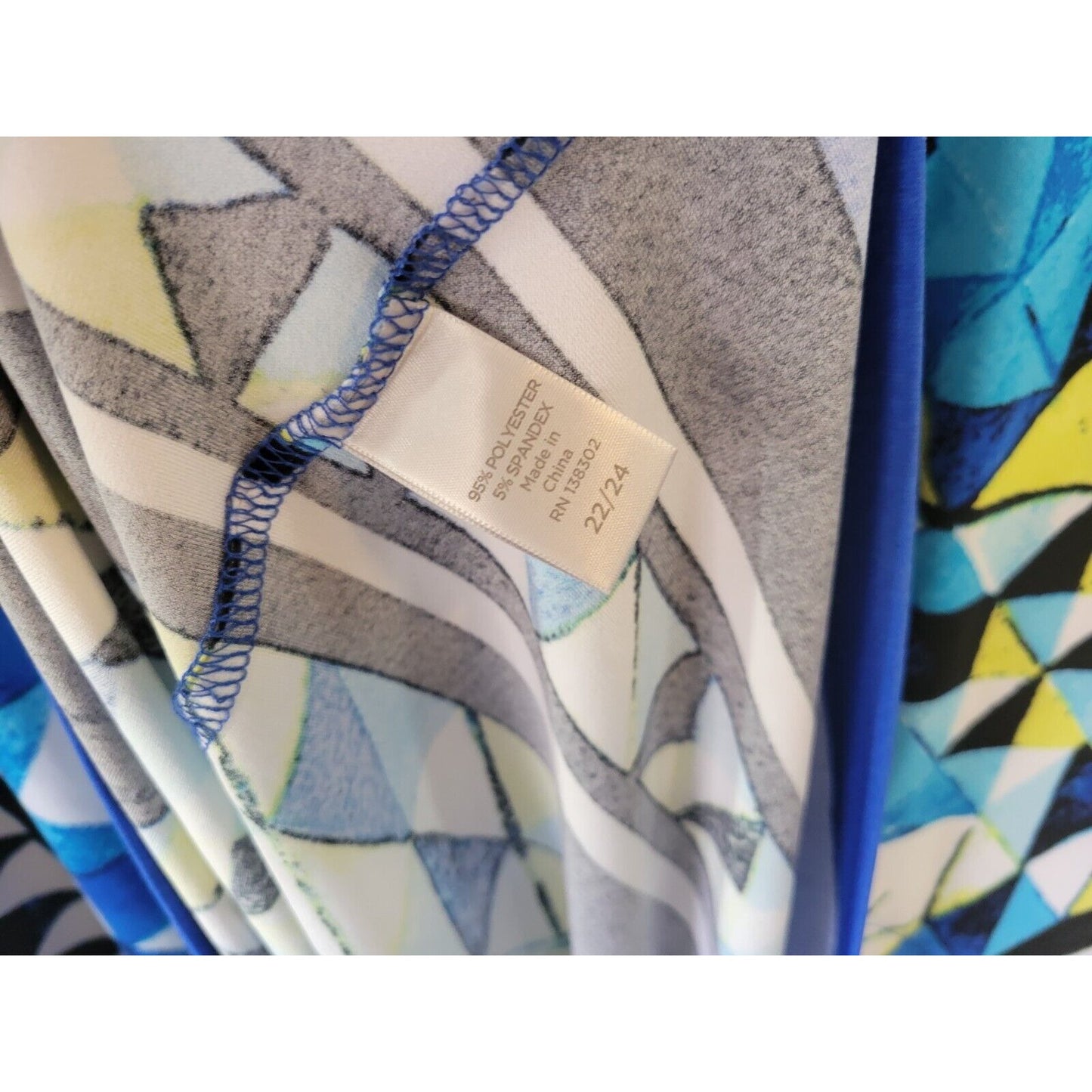 Avenue VIP Knits Womens Dress 22 24 Plus Split Sleeve Blue Geometric Career