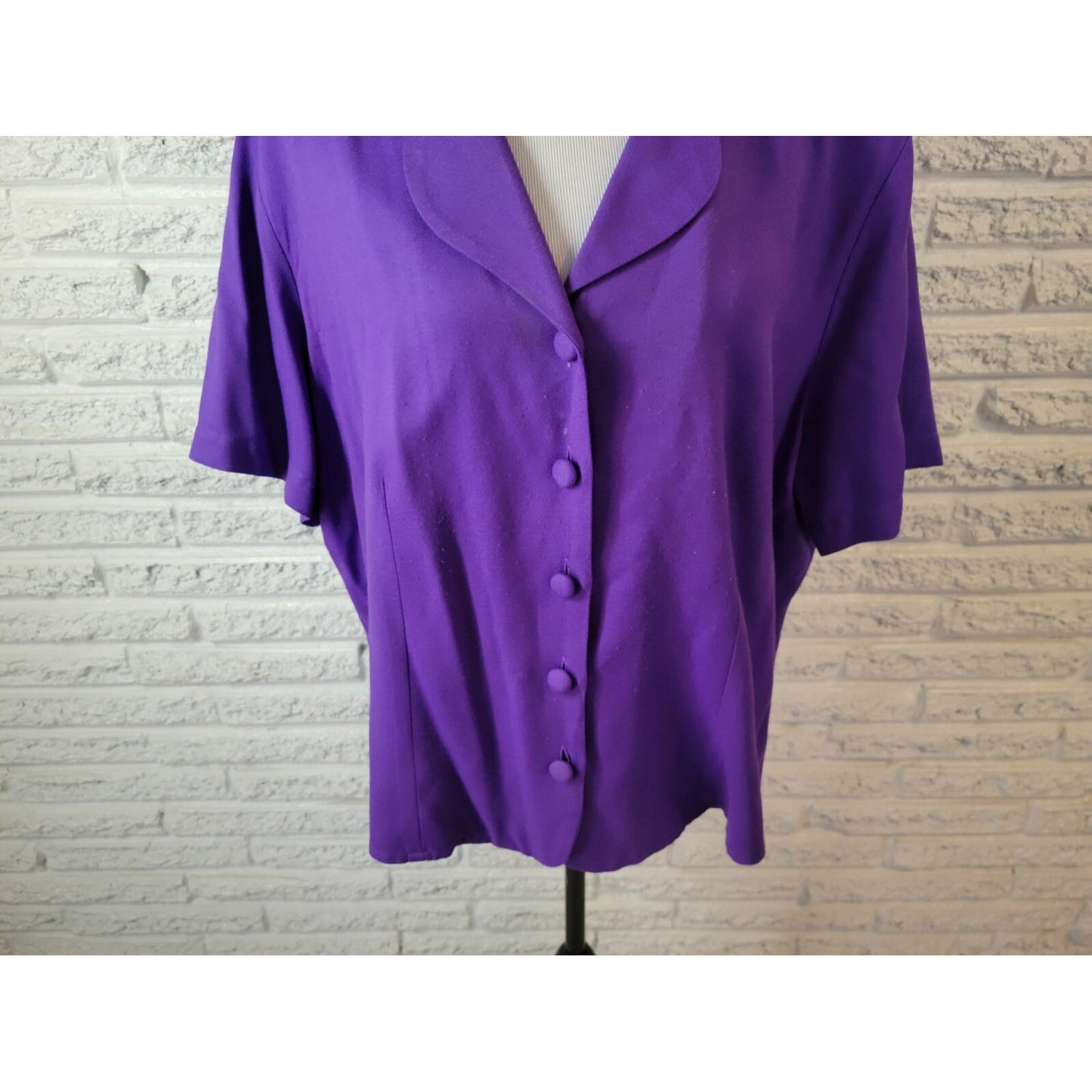 Radcliffe Sag Harbor Womens Jacket 2X Plus Blazer Cropped Purple Short Sleeve