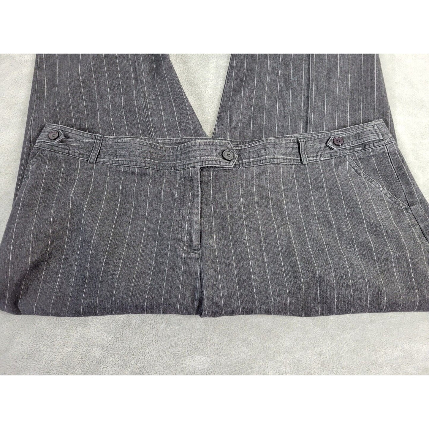 Cato Womens Pants 24W Plus Capri Black Stripe Cotton Blend Casual Stretchy Zip