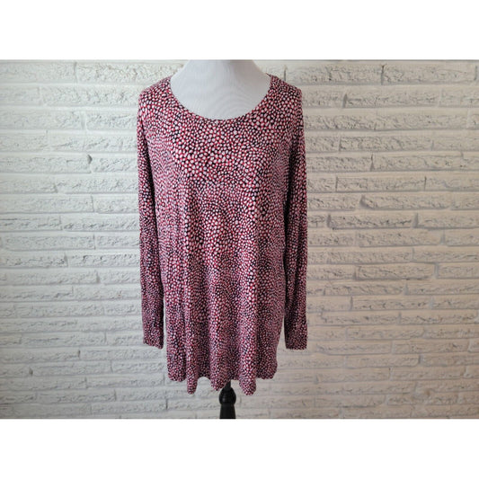 Apt 9 Womens Top 3X Plus Tunic Red Watercolor Lightweight Pullover Rayon Blend