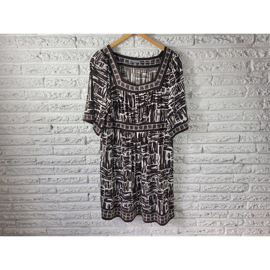 Apt 9 Womens Dress Extra Large XL Mini Short Sleeve Black Geometric Poly Blend