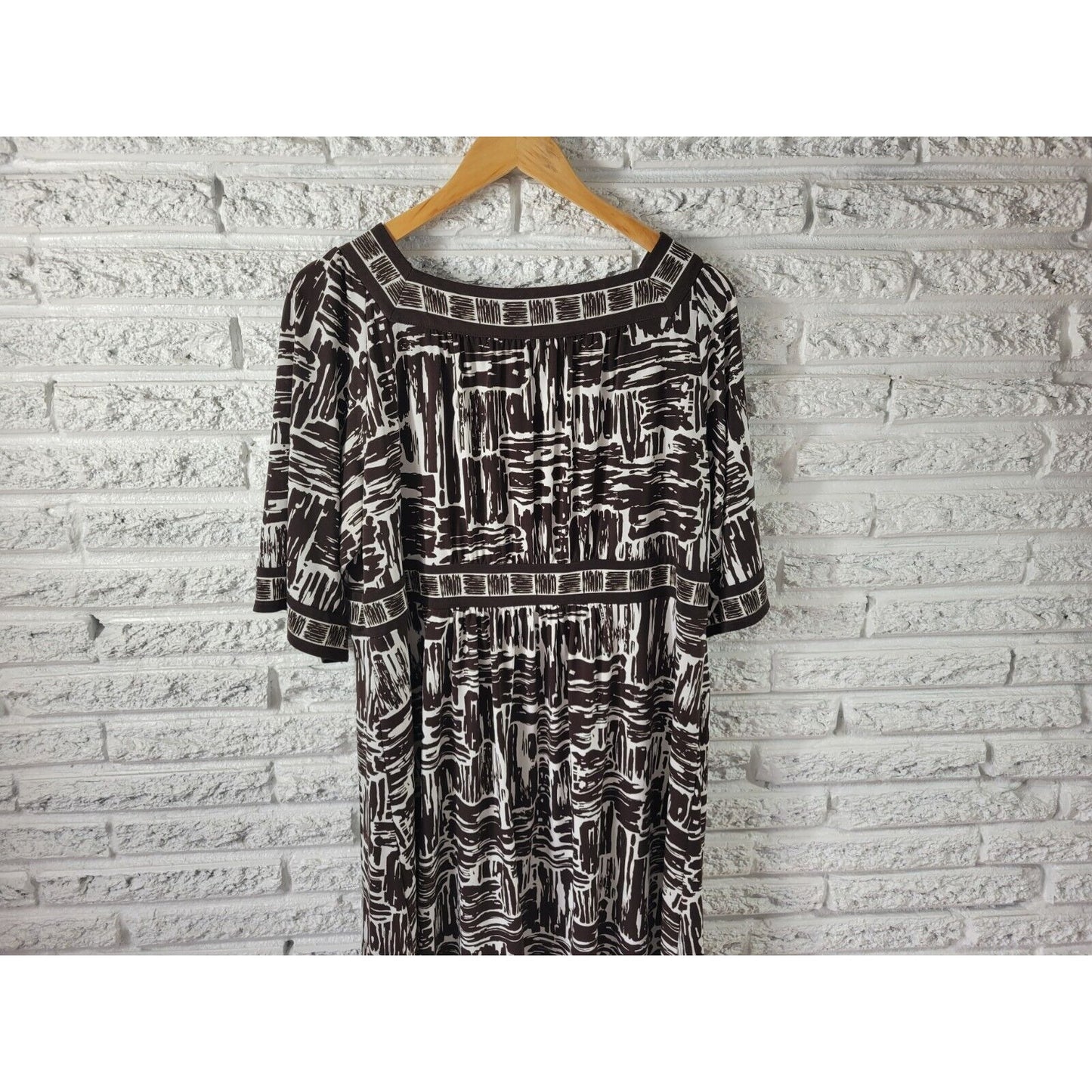 Apt 9 Womens Dress Extra Large XL Mini Short Sleeve Black Geometric Poly Blend