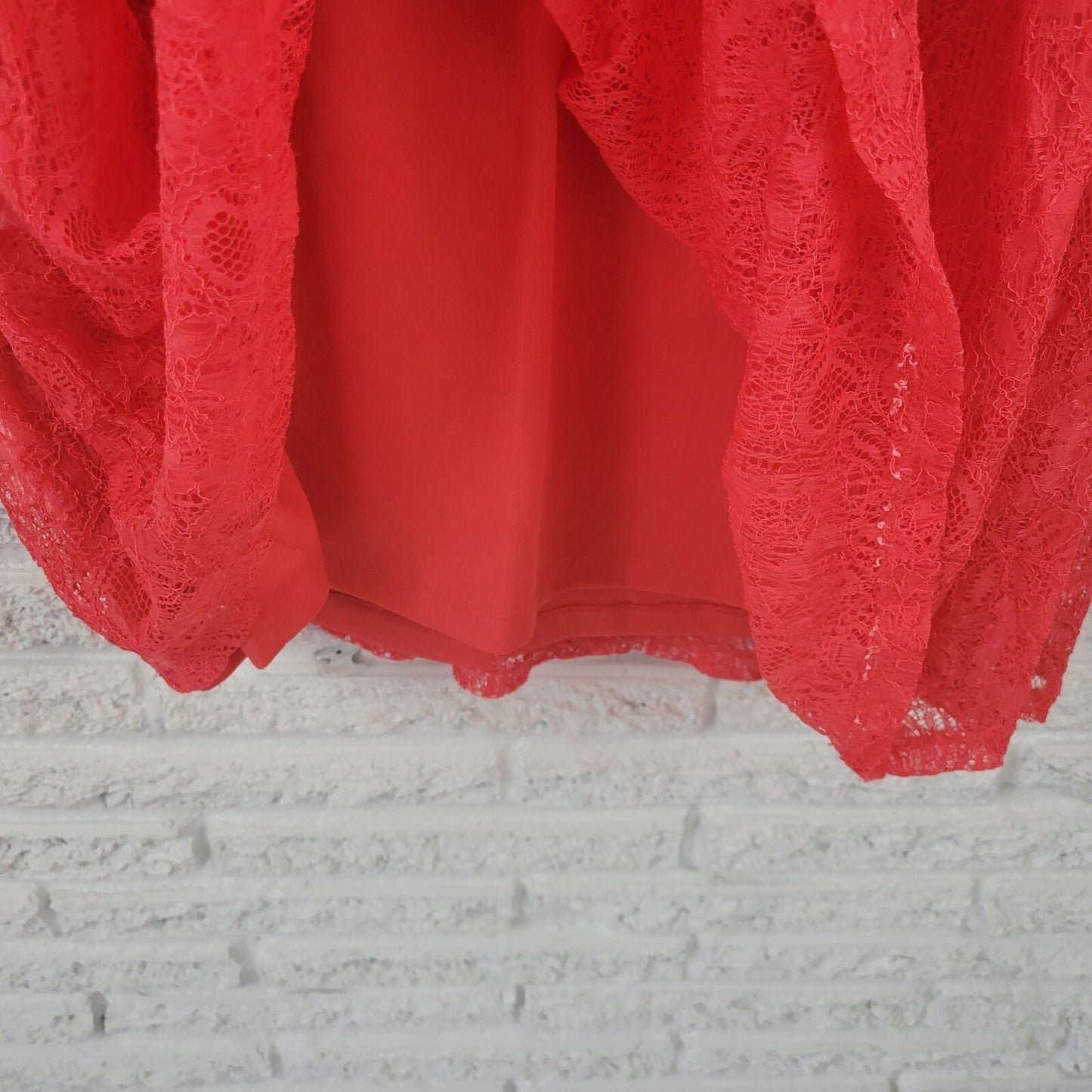 Forever 21 Womens Dress 1X Plus Sheath Sleeveless Red Lace Party Knee Length