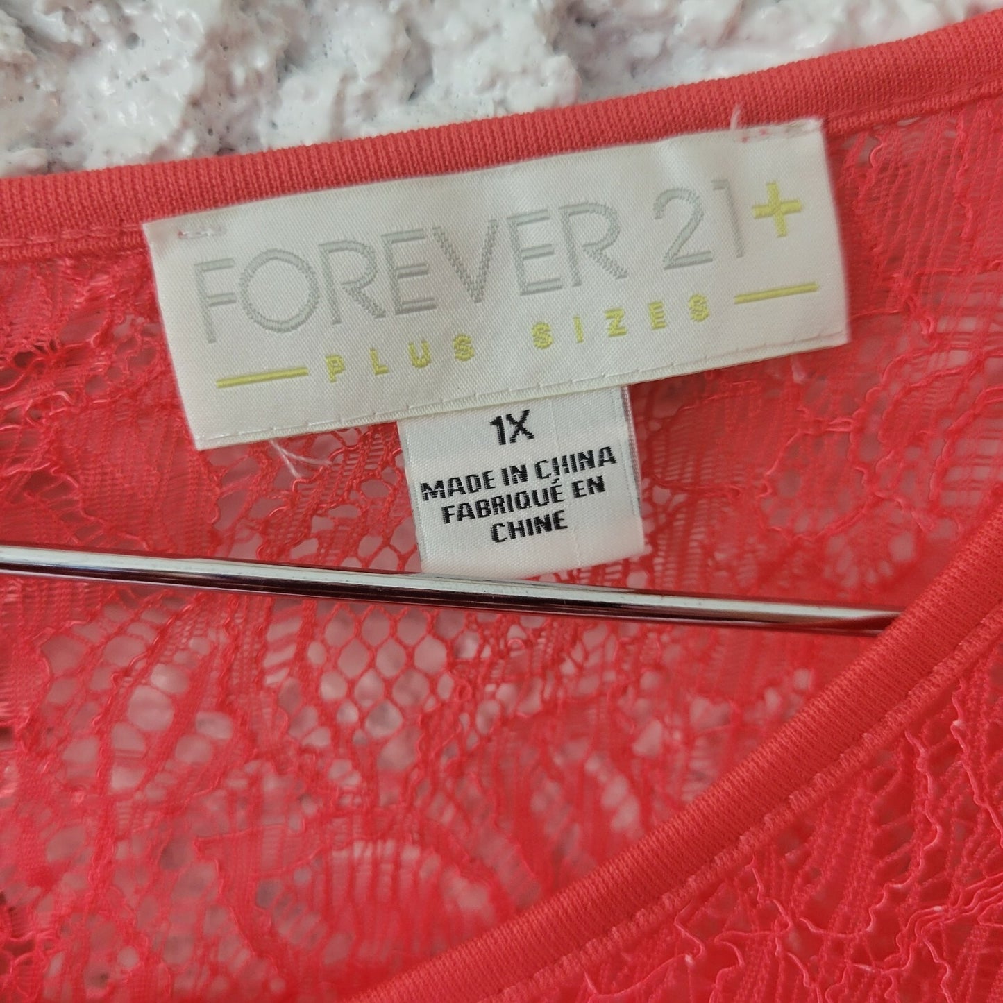 Forever 21 Womens Dress 1X Plus Sheath Sleeveless Red Lace Party Knee Length