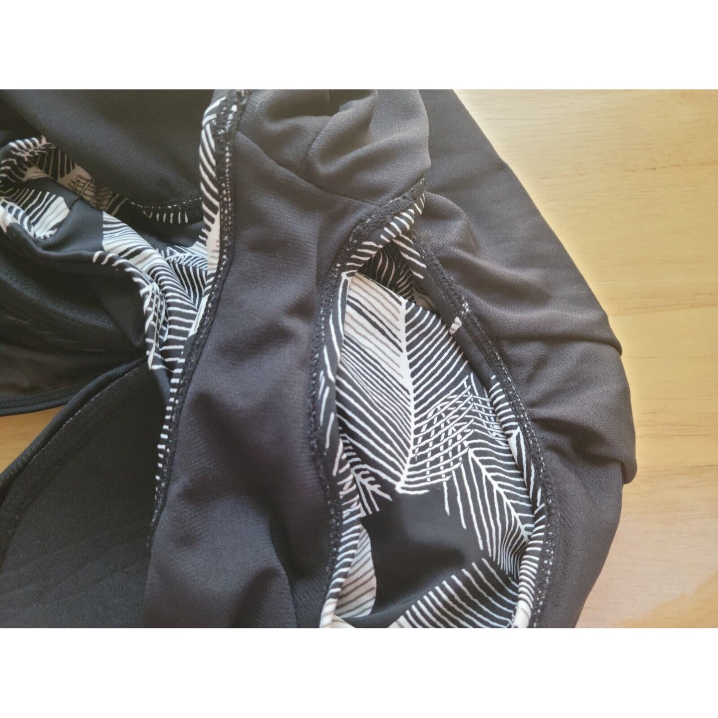 Time Tru Womens Swimsuit XL One Piece Black White Floral Mesh Plunge Neck Bra