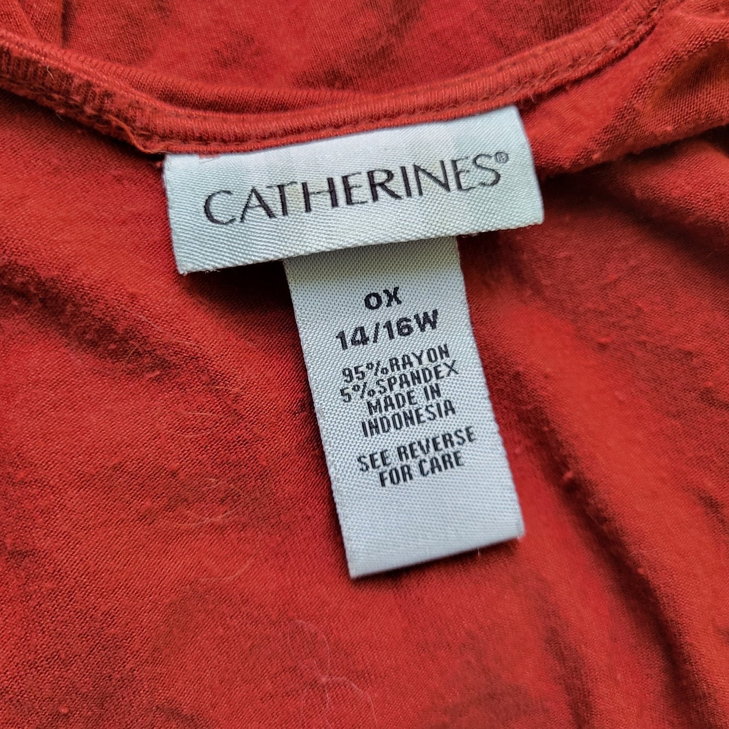 Catherines Women Top 0X 14W 16W Plus Short Sleeve Brown Ruffle Rayon Blend Comfy