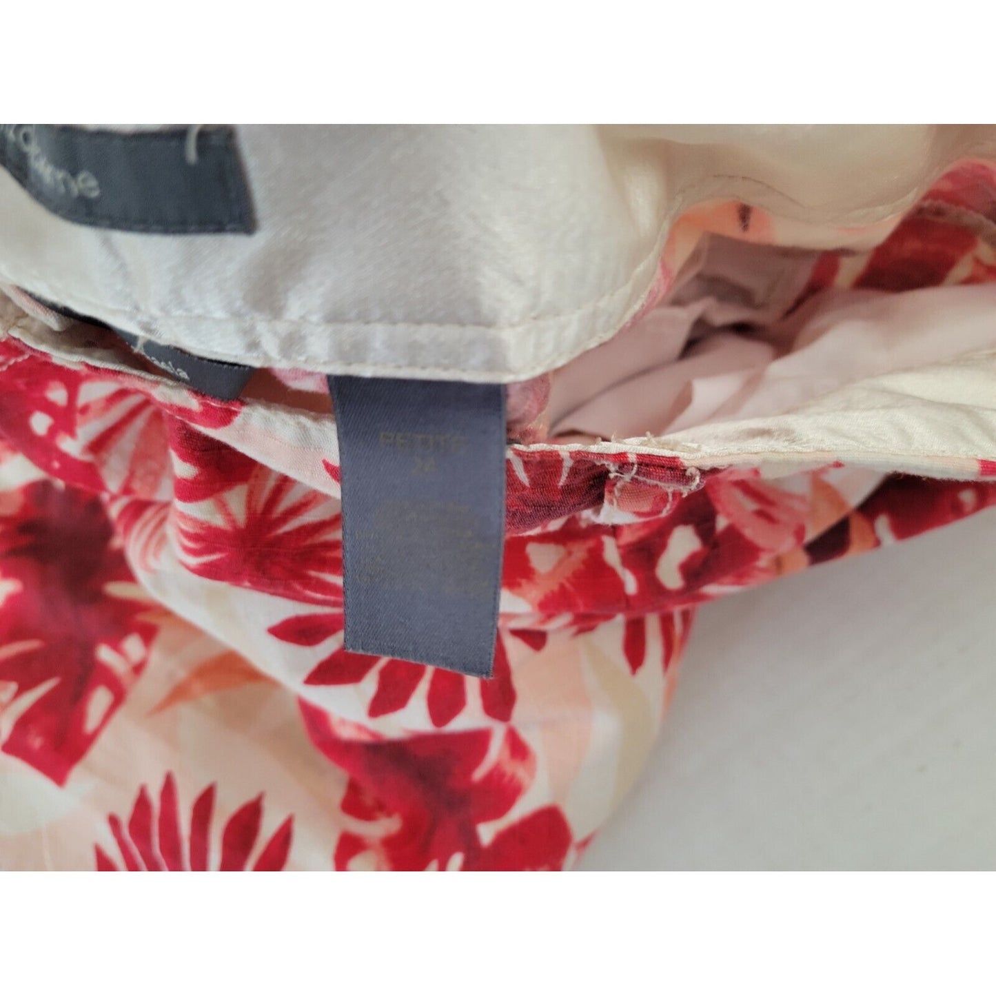 Liz Claiborne Women Pants 24P Plus Michaela Capri Red Floral Cotton Casual Comfy