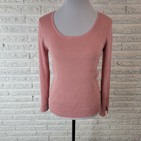41 Hawthorn Women Sweater Extra Large Long Sleeve Pink Ribbed Casual Lightweight