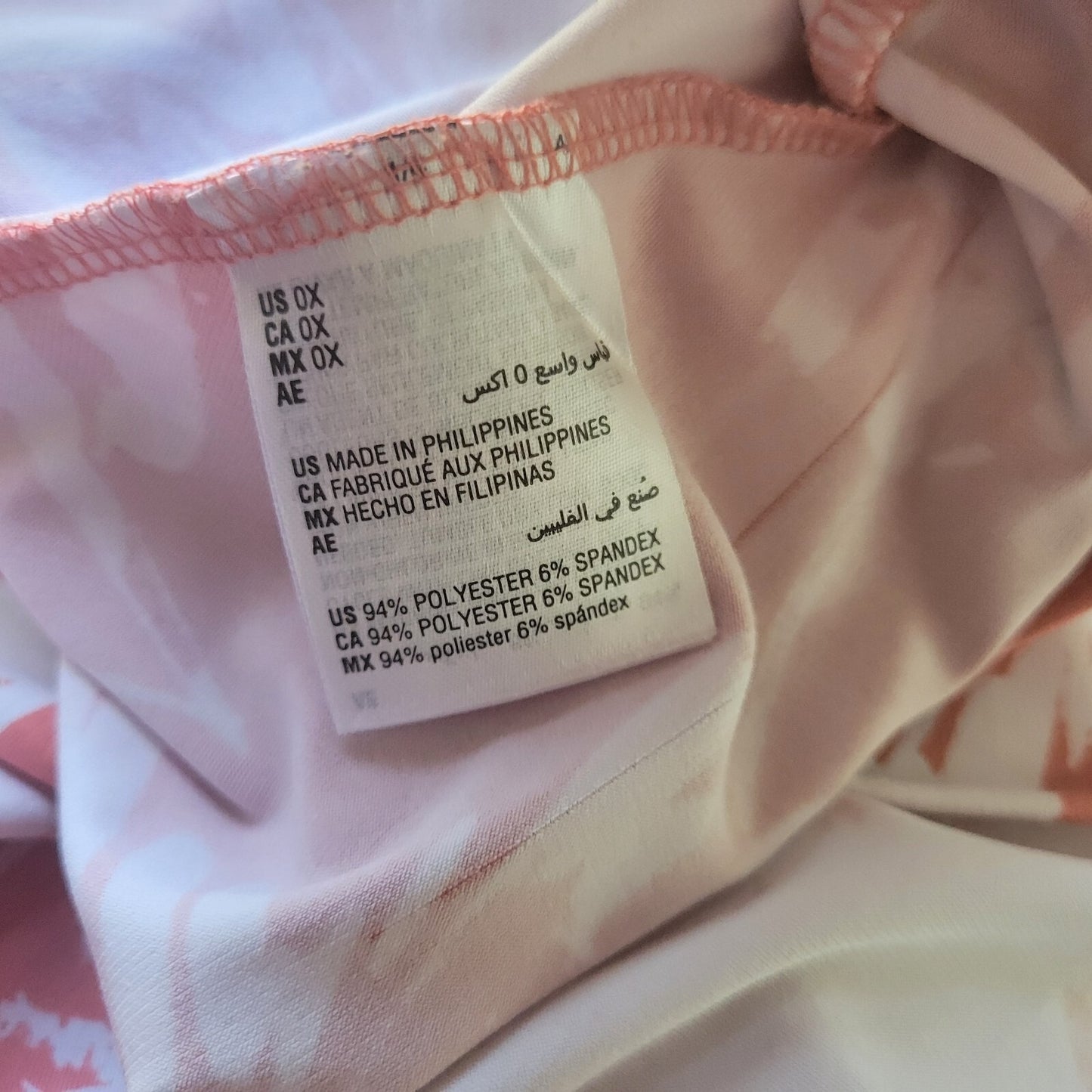 Alfani Womens Top 0X Plus Tunic Long Sleeve Pink White Watercolor Poly Blend