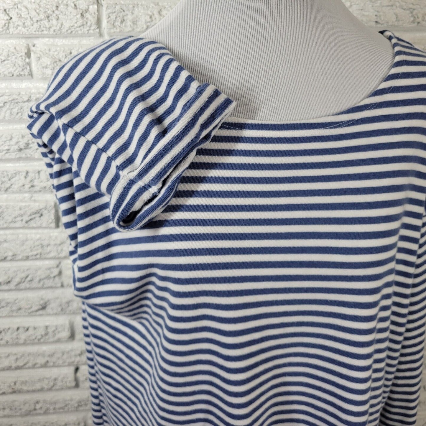 Old Navy Women Top XXL Tee Knit Cuff Sleeve Blue Stripe Cotton Blend Lightweight