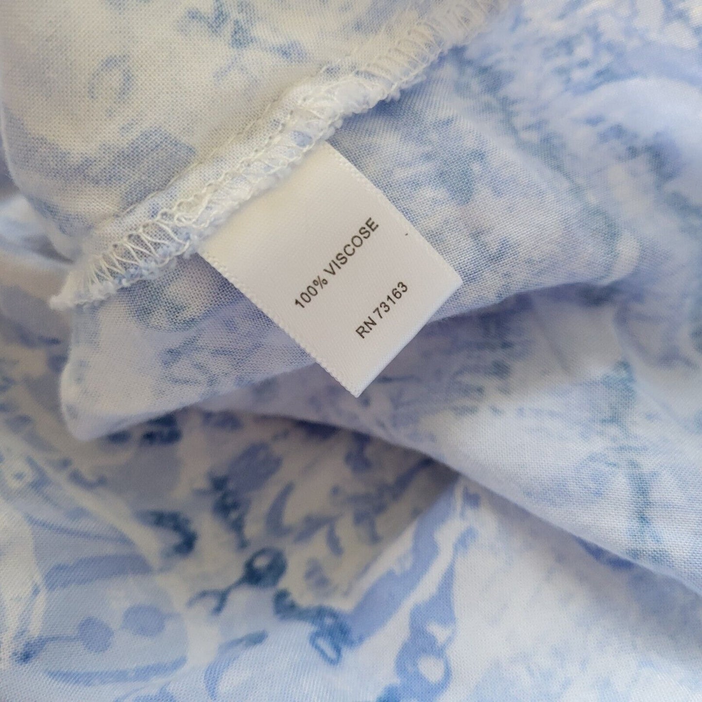 Spense Womens Top 1X Plus 3/4 Sleeve Tied Hem Blue Geometric Lightweight