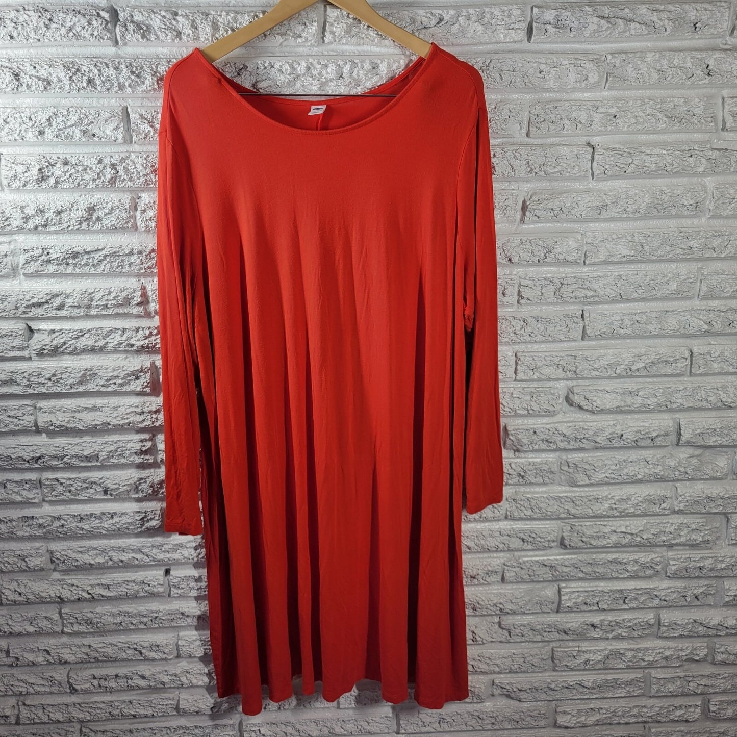 Old Navy Womens Dress 3X Plus Long Sleeve Red Rayon Spandex Comfy Stretchy