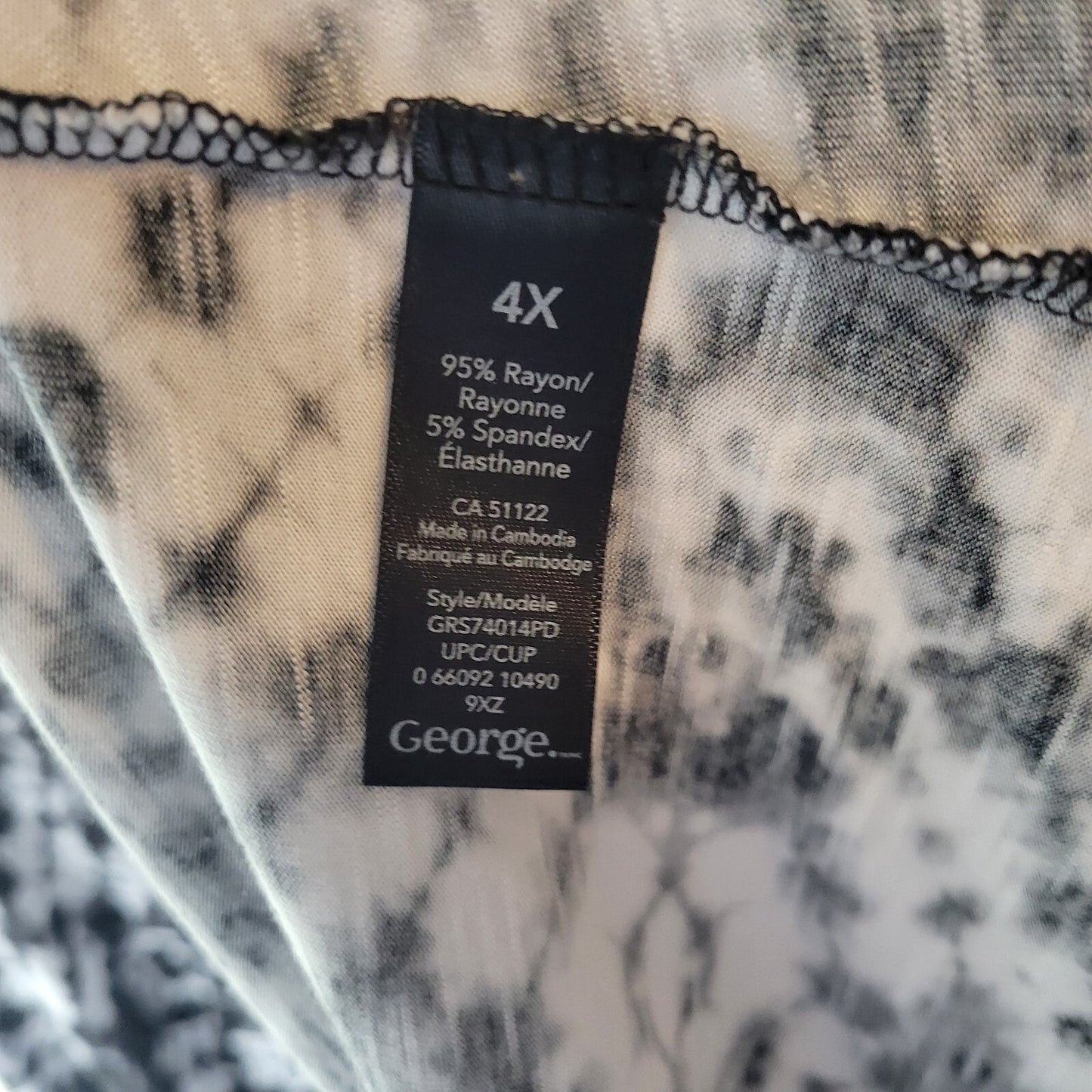 George Womens Dress 4X Plus Tank High Low Black White Tie Die Asymmetric Casual