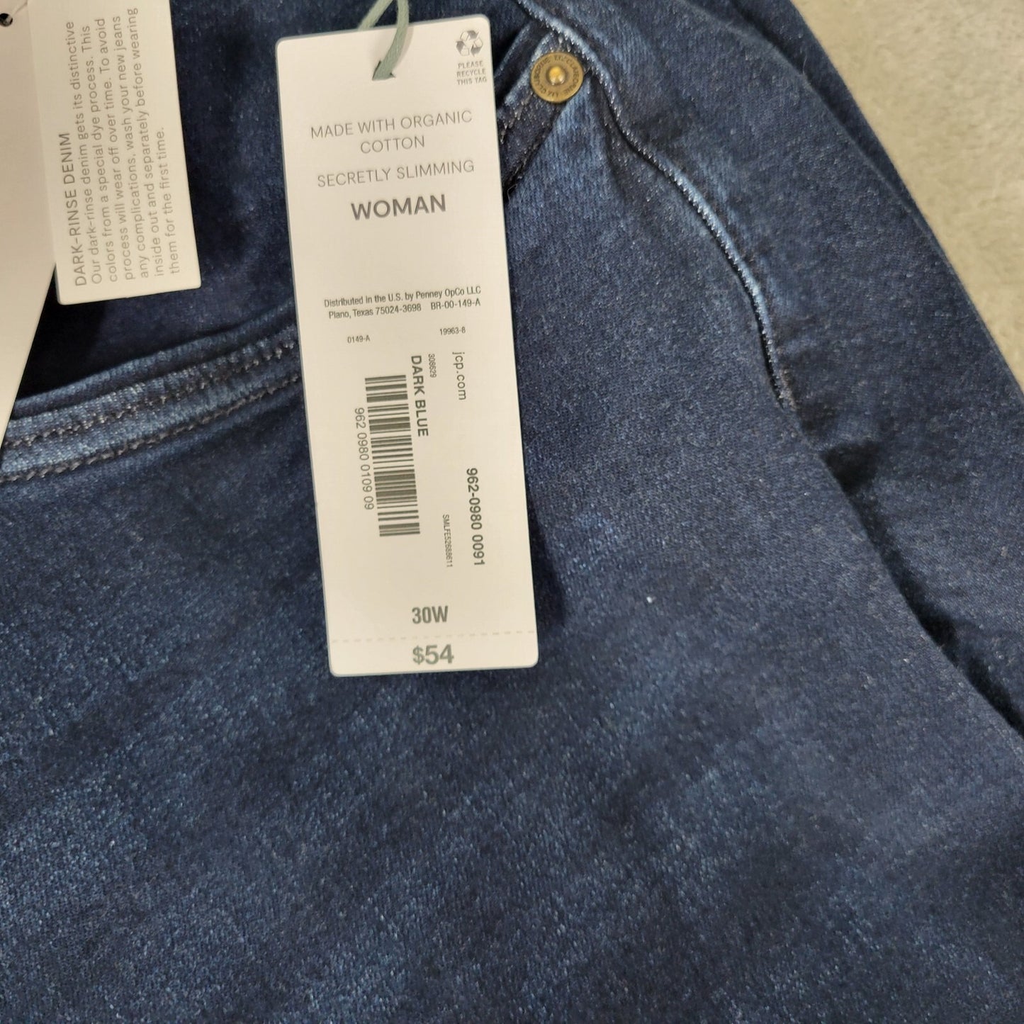 Liz Claiborne Womens Jeans 30W Sara Slim Straight Leg Mid Rise Dark Blue Denim