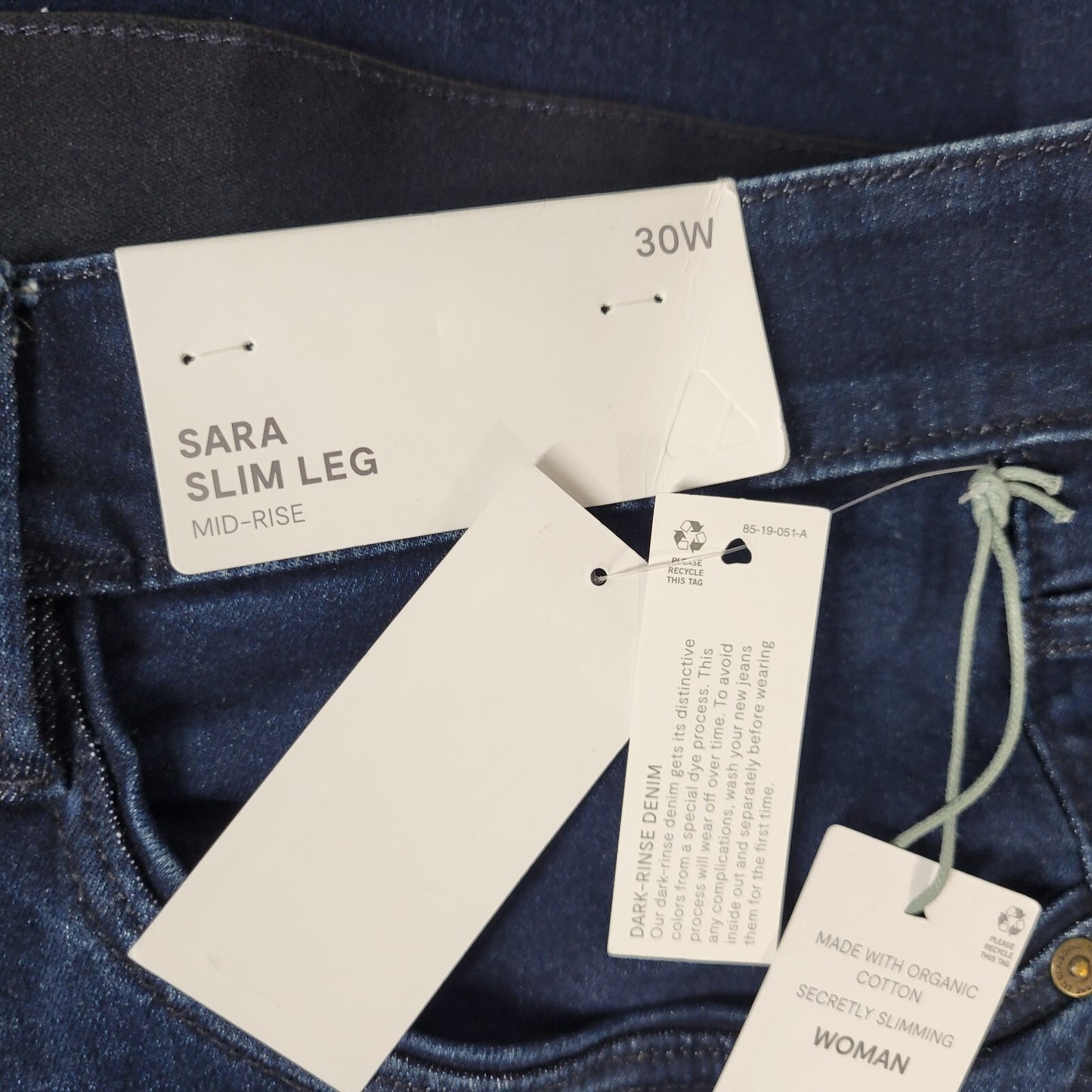 Liz Claiborne Womens Jeans 30W Sara Slim Straight Leg Mid Rise Dark Blue Denim