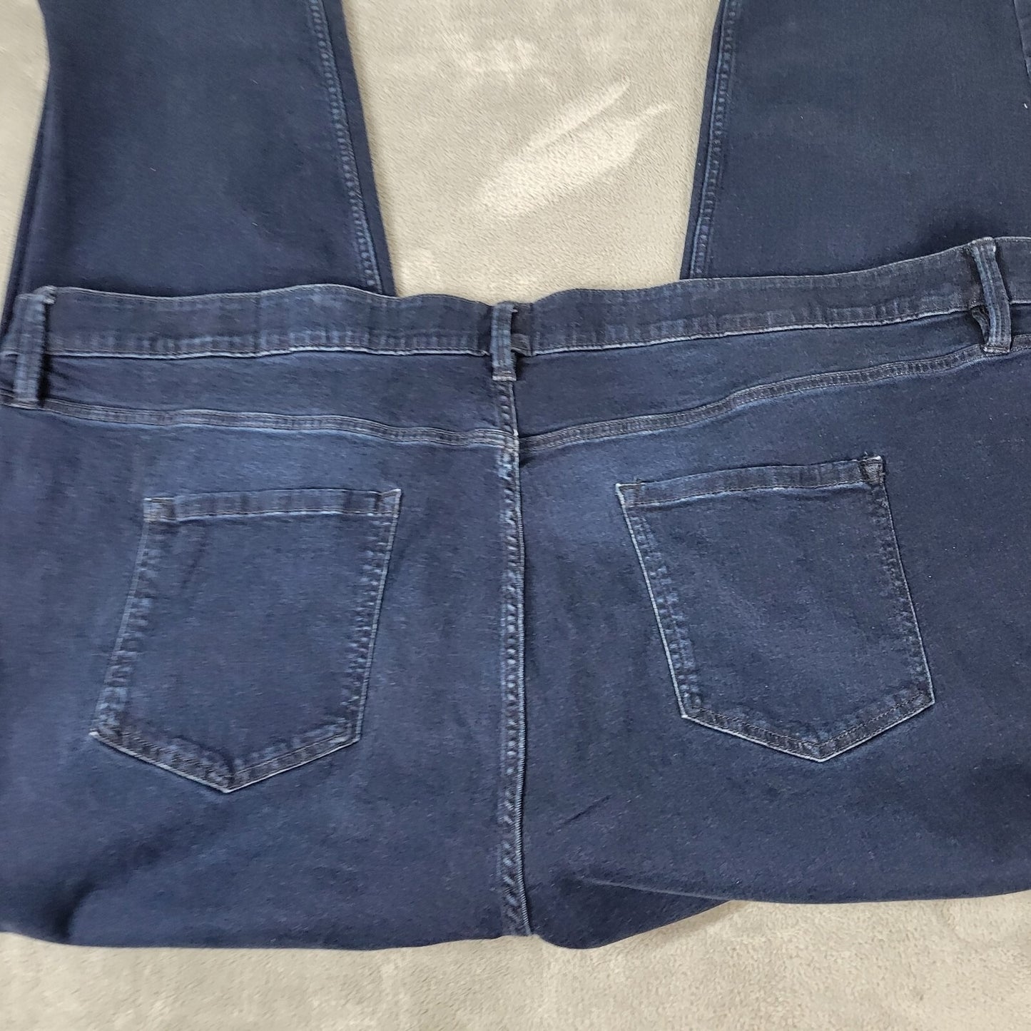 Liz Claiborne Womens Jeans 30W Sara Slim Straight Leg Mid Rise Dark Blue Denim