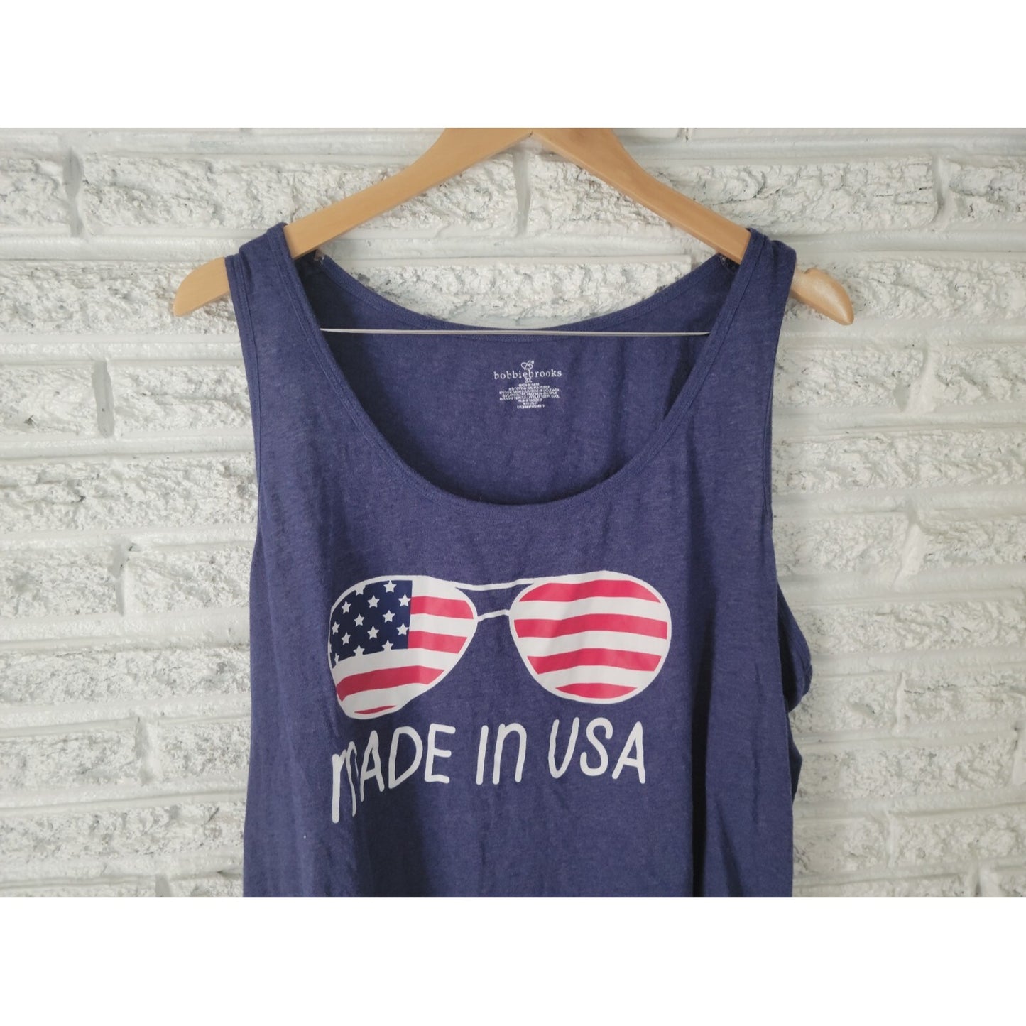 Patriotic Bobbie Brooks Womens Top 3X Plus Tank Blue Sunglasses Summer USA