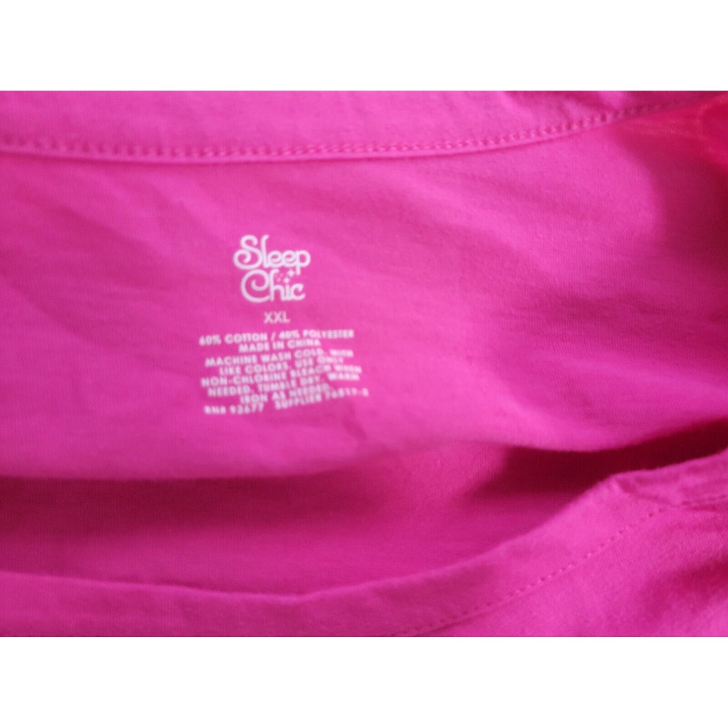 Christmas Women Top XXL Pajama Pullover Naughty Ish Pink Cotton Blend Sleep Chic